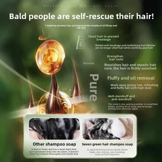 Nature Triangle Shampoo Bar, seven green shampoo soap, Natural Plant-Based, Calming & Strengthens Hair for Women and Men.