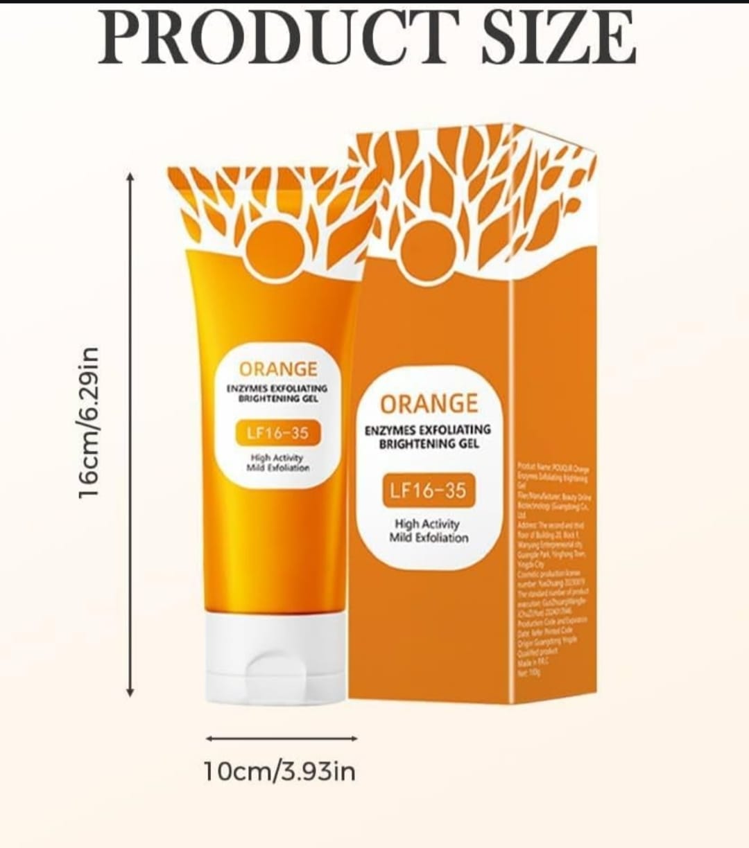 ORANGE ENZYMES EXFOLIATING BRIGHTENING GEL. LF16-35