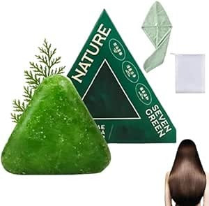 Nature Triangle Shampoo Bar, seven green shampoo soap, Natural Plant-Based, Calming & Strengthens Hair for Women and Men.