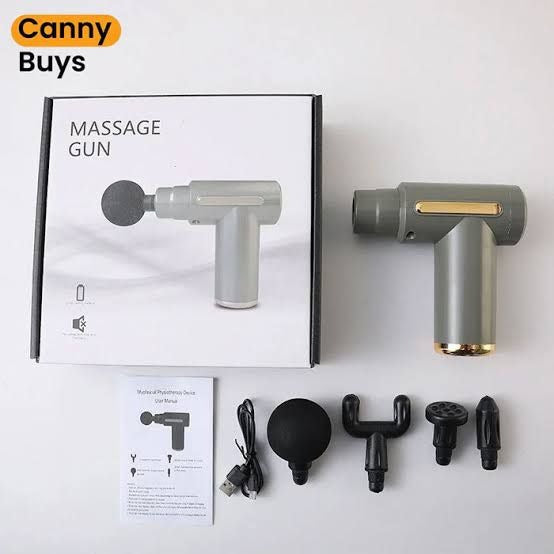 4 In 1 Massage Gun | Deep Tissue Percussion Massager With 4 Attachments | Handheld Electric Body Relaxation Therapy For Pain Relief & Recovery (Random Color)